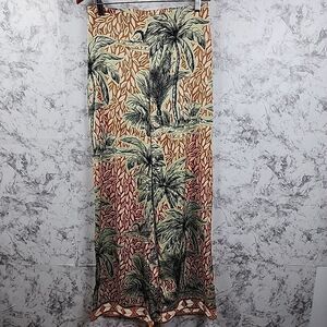 Rachael Zoe Tropical Palm Tree Print Wide Leg Pant‎ Womens Small NEW